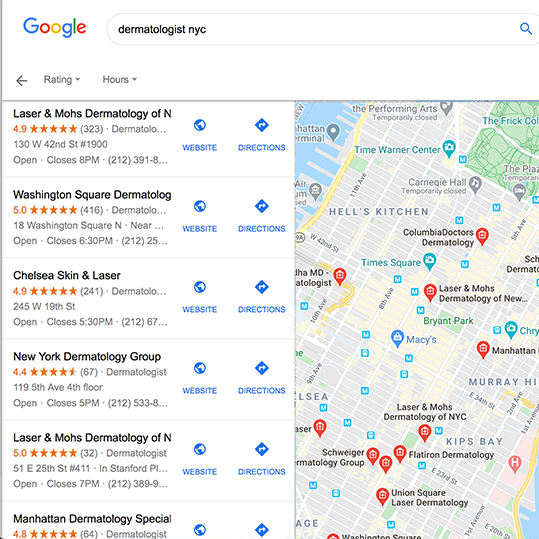 Google Map Results